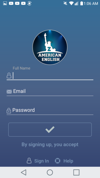 تسجيل حساب في تطبيق zAmericanEnglish